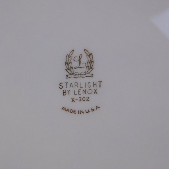 Lenox Starlight Pattern Salad Plate X-302 7-3/4" Brown Flowers Blue Centers Gold - Picture 5 of 7